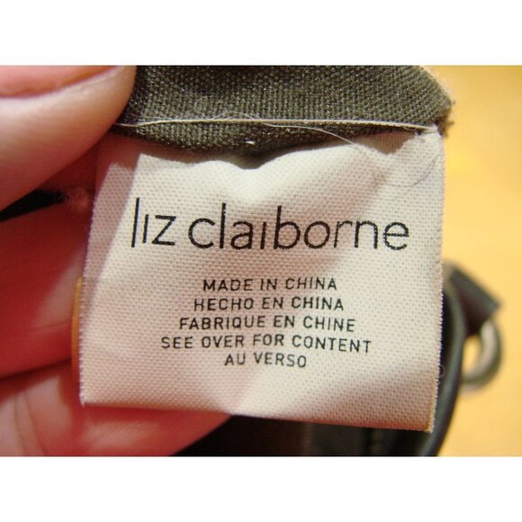 Liz Claiborne Monogram Crossbody Shoulder Bag Dark Brown Gold Adjustable Straps - Picture 8 of 12